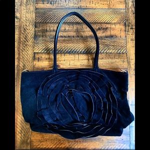 Valentino Suede Petale Shoulder Bag in Black
